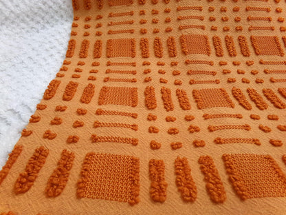 Pumpkin Spice Vintage Chenille Fabric 18x24" Piece Geometric Textured Material