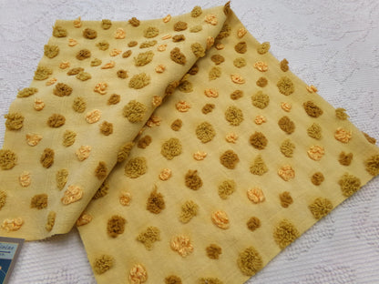 boho gold vintage chenille fabric, ombre multisize optic dot design, 22" x 19" piece of sewing quilt material