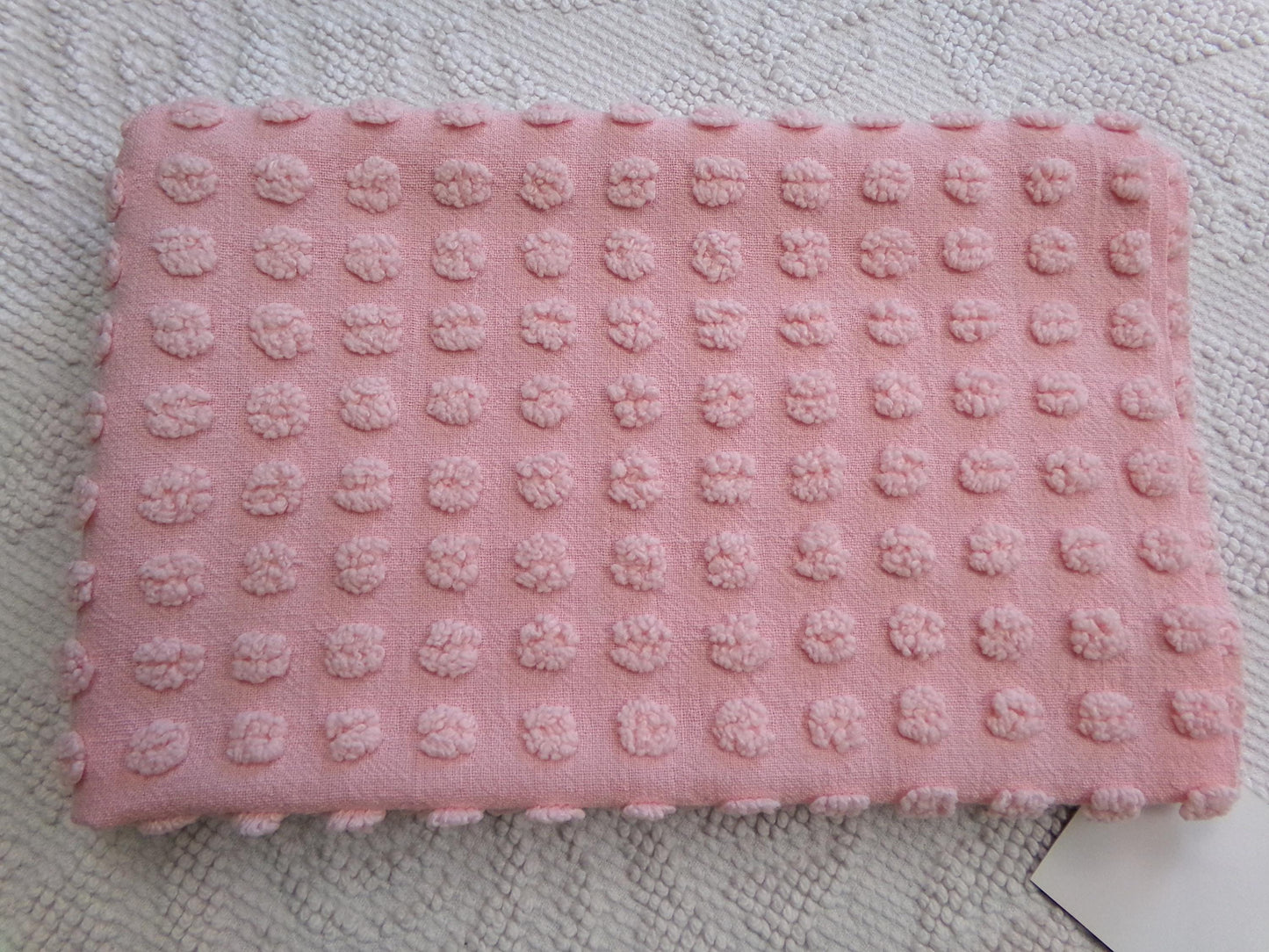 pink vintage chenille fabric w/ nubby texturized pops, 18" x 24" piece
