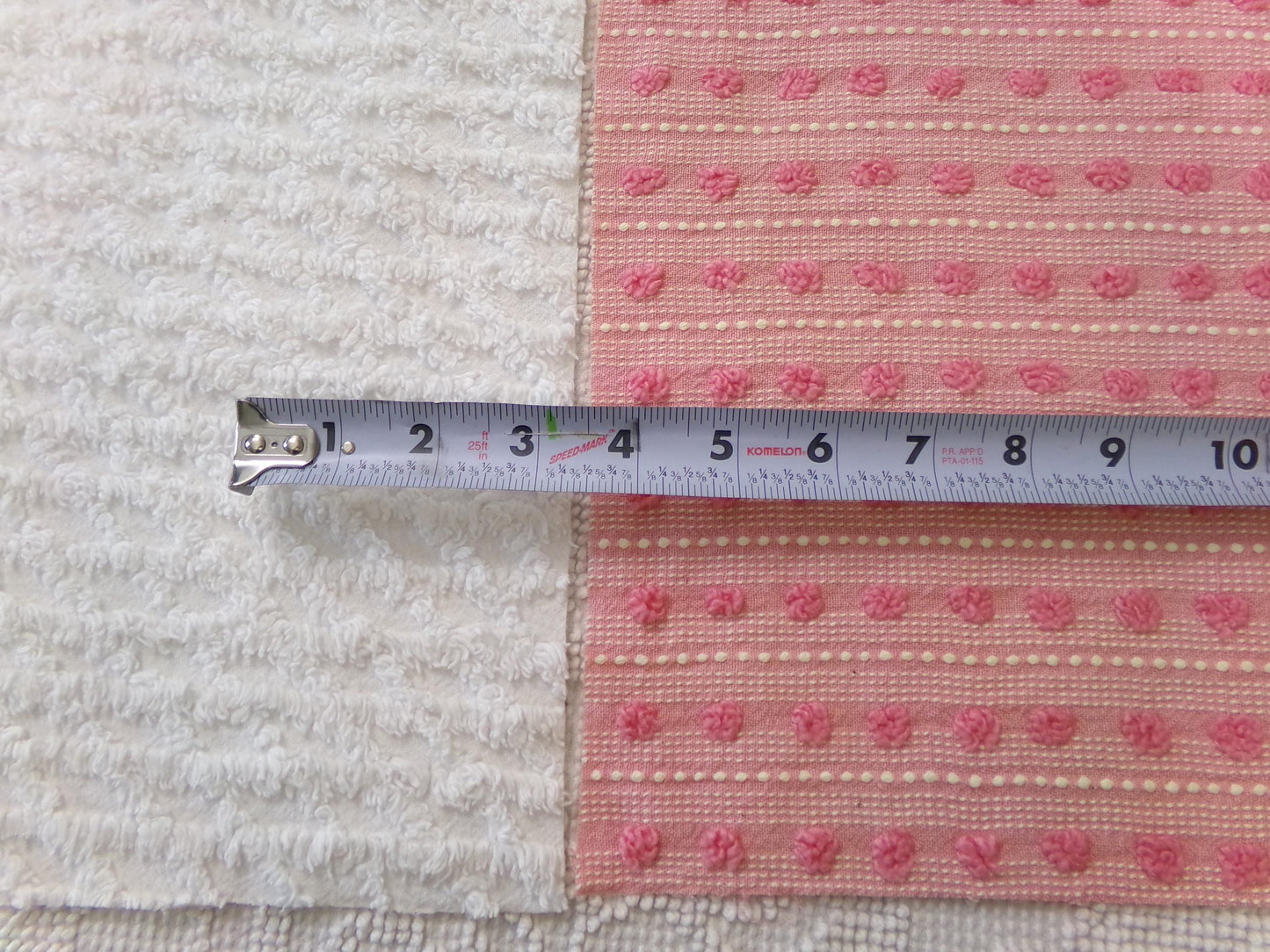 Vintage Chenille Fabric Bundle in Pink Dot & White Lattice, 2 Pieces 12" x 18" each | Quick Stash Builder for Fiber Arts, Quilting