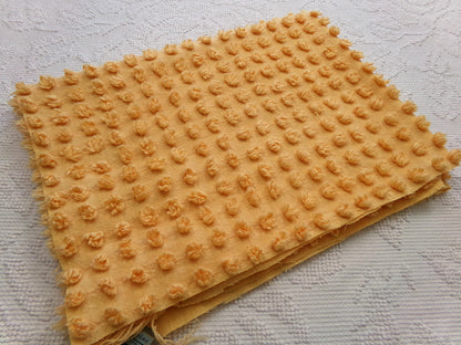 golden harvest peach vintage chenille fabric windy puff pops 20" x 23" quilt material