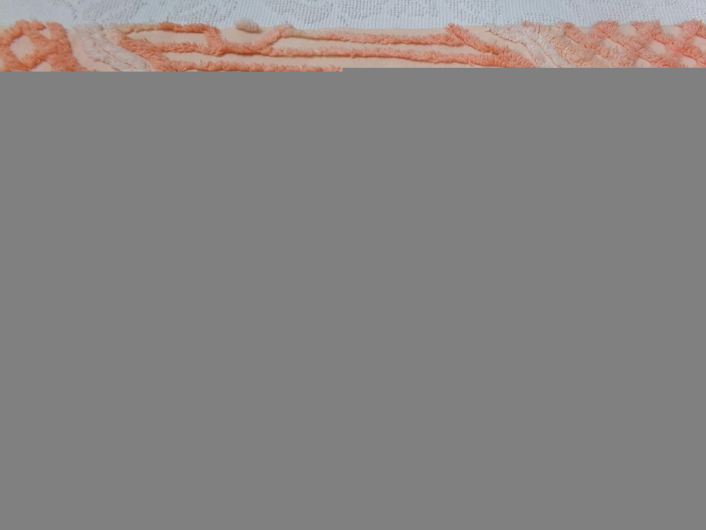 Vintage Cotton Chenille Fabric Peach Mixed Lattice Swag Floral 22x30 Shabby Chic Craft