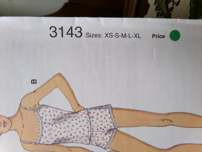 Vintage Kwik Sew 3143 Sewing Pattern, Misses Sleepwear Pajama Shorts, Capri Pants, Camisole, Size XS-XL