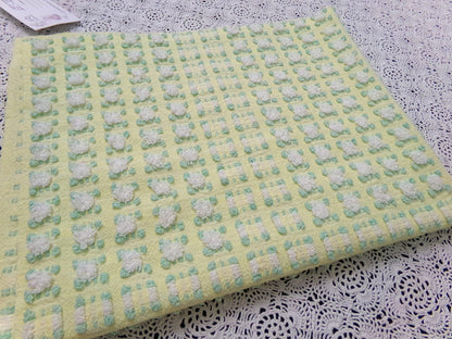 Phantom Rosebud Vintage Chenille Bedspread Fabric Yellow White 20x24" Piece