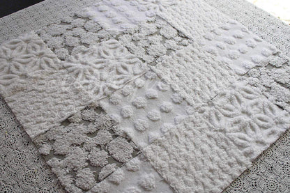 Blizzard Chenille Quilt Squares Set, Rotary Cut from Vintage Chenille Bedspread Fabric, 16 Blocks, 6" x 6" inch each