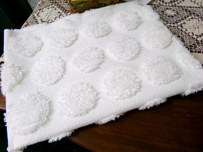 Marshmallow Puffs White Chenille Fabric Vintage Style Giant Dots 18x24"