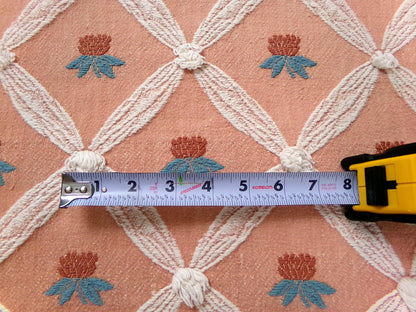 Pineapple Floral Vintage Woven Fabric Textured Chenille Button Design 23" x 20" Reversible
