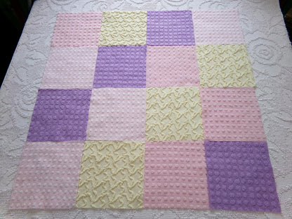 fairy magic 6" vintage chenille fabric squares, set of 16 pink, yellow & lavender quilt blocks for quilting, sewing, crafts