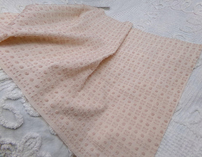 Vintage Chenille Bedspread Fabric, Neutral Fleshtone Lightweight Pop Dot Dash Sparkle 18"x24"