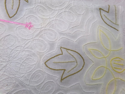 shabby sunflower vintage chenille fabric, 25" x 20" cut piece of quilt material for crafts, sewing