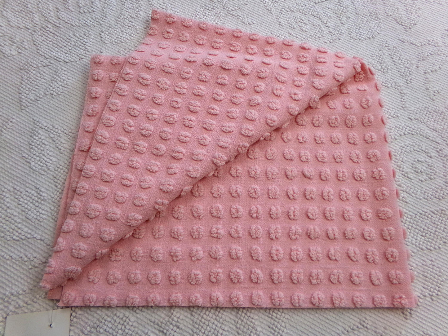 pink vintage chenille fabric w/ nubby texturized pops, 18" x 24" piece