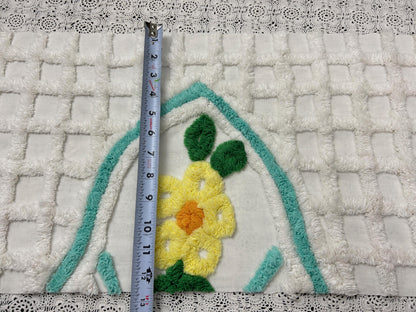 White Lattice Vintage Chenille Fabric 12x28" Plush Flower Piece