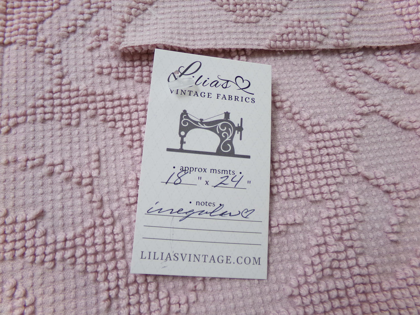 Dusty Rose Vintage Hobnail Chenille Fabric Piece Cabbage Rose Reversible Shadow Design 18x24"