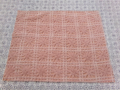 Vintage Chenille Fabric 14 x 19" Blush Pink Starburst Geometric Quilt Material