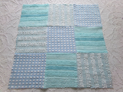 Beach Girl Vintage Patchwork Chenille Fabric Craft Panel - 16" square great for Pillows, Quilting, Wall Hangings