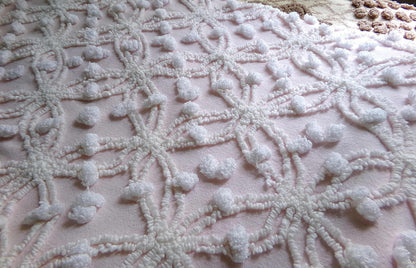 Feather Pink Vintage Chenille Fabric, Needletuft Rings & Overtufted Pops, Quilter's Favorite 18" x 24" Piece