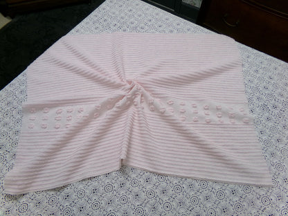 Pastel Pink Vintage Chenille Fabric Simple Dot Stripes Sewing Material 28" x 21"