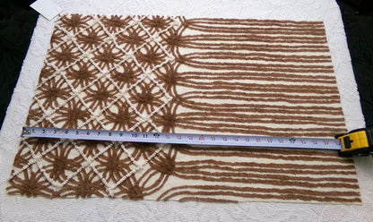 vintage brown chenille fabric: 18" x 28" contrast piece in mocha w/ tiny vanilla pearl pops, cute for teddy bears, quilts, crafts