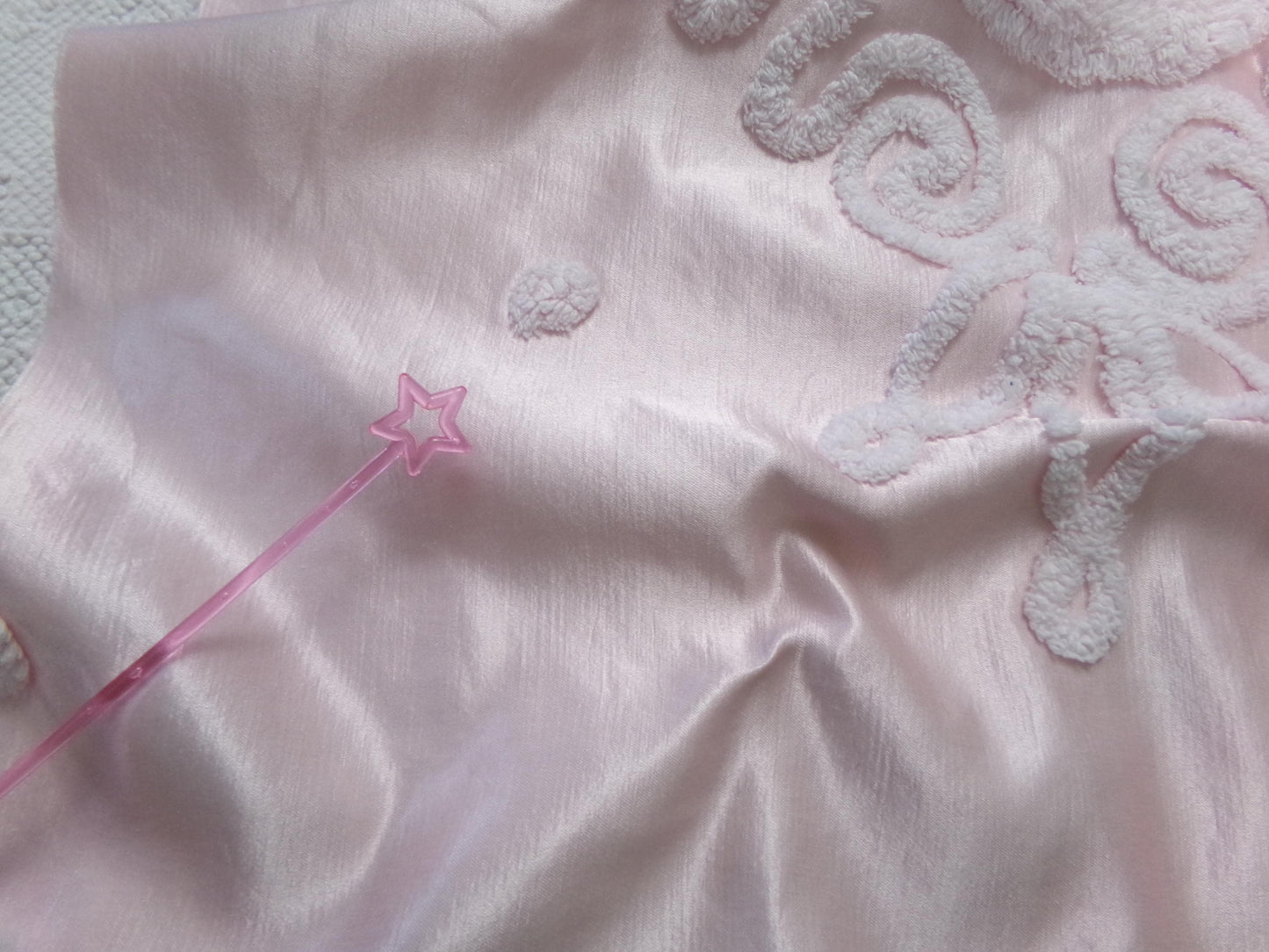 Vintage Pink Satin Chenille Fabric, Shabby Chic Sewing Material 23" x 22" Piece