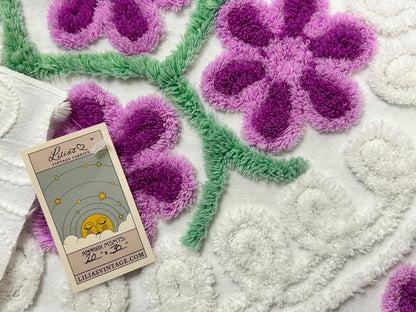 Little Violets Vintage Chenille Bedspread Fabric Sewing Quilt Material 20x30"