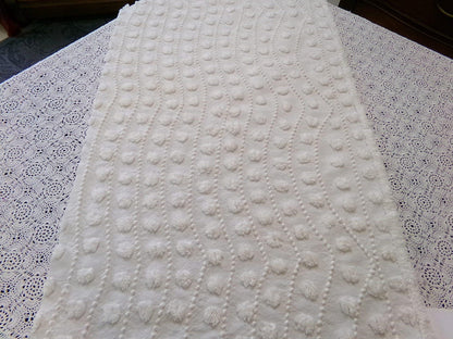 Creamy Pearl Pops Vintage Chenille Bedspread Fabric 17.5x27" Piece Quilt Material