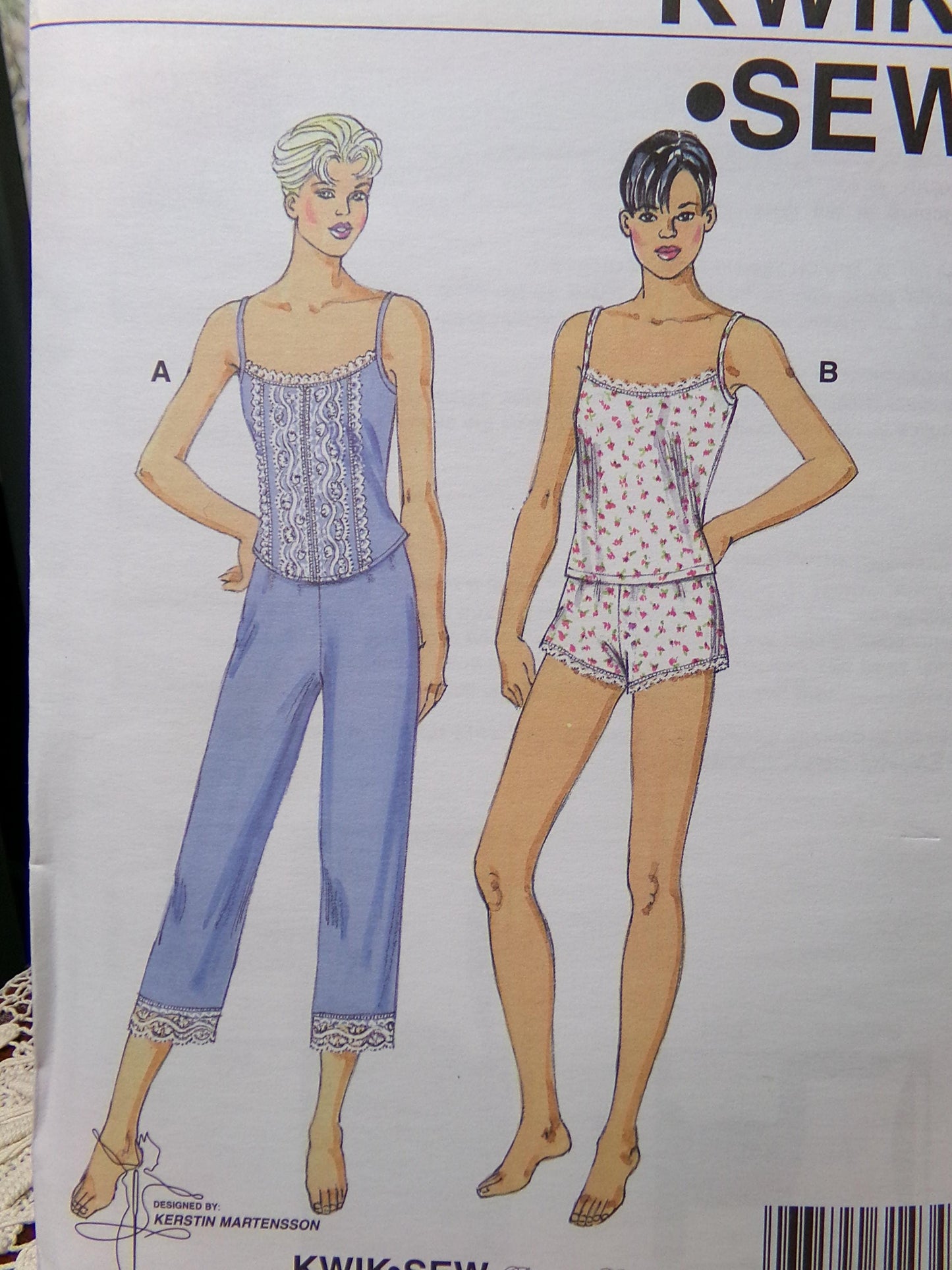 Vintage Kwik Sew 3143 Sewing Pattern, Misses Sleepwear Pajama Shorts, Capri Pants, Camisole, Size XS-XL