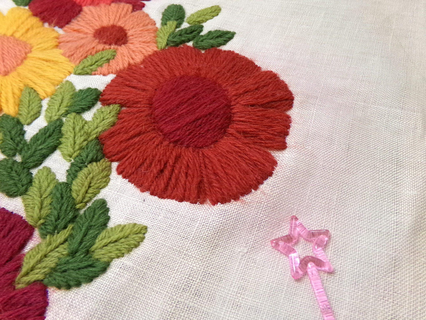 GARDEN FLOWERS Finished Crewel Embroidery, Vintage Paragon Needlecraft 0926, Floral Wall Art