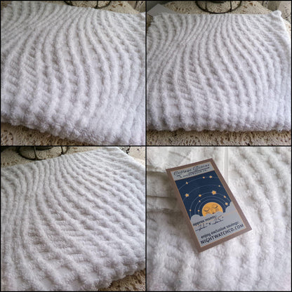 intense illusion white vintage chenille fabric, plush webbed optic illusion design, 21" x 25" inch piece of quilt & sewing material