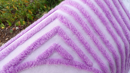 Tranquil Lilac Vintage Chenille Fabric, Lullaby Lavender Swirls, 40" x 20" Piece, Beautiful in Pillows & Chenille Quilts