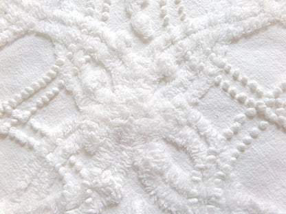 elegant white eternity links vintage chenille fabric, 12" x 18" piece of cotton sewing material for crafts, quilts, pillows