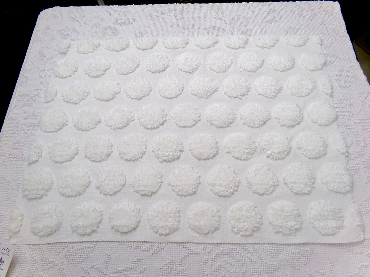 Marshmallow Puffs White Chenille Fabric Vintage Style Giant Dots 18x24"