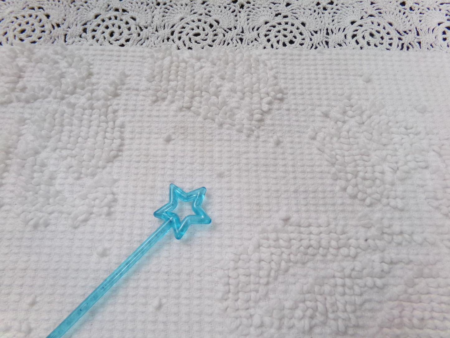 White Vintage Chenille Bedspread Fabric Hobnail Rose Dots 15x22"