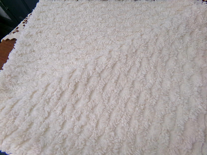 Simple Vanilla Vintage Chenille Fabric, tufted lattice design, sewing craft quilt material, 20" x 24" piece
