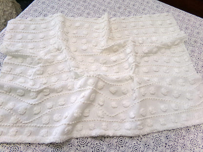 Creamy Pearl Pops Vintage Chenille Bedspread Fabric 17.5x27" Piece Quilt Material
