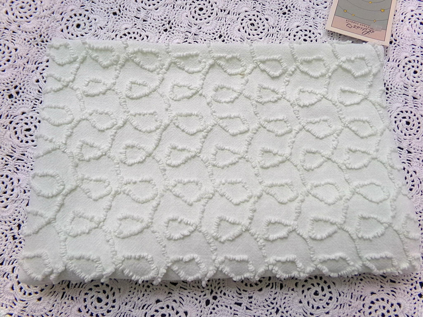 Light Green Vintage Chenille Fabric, Texturized Curly Loops 18x24" Piece