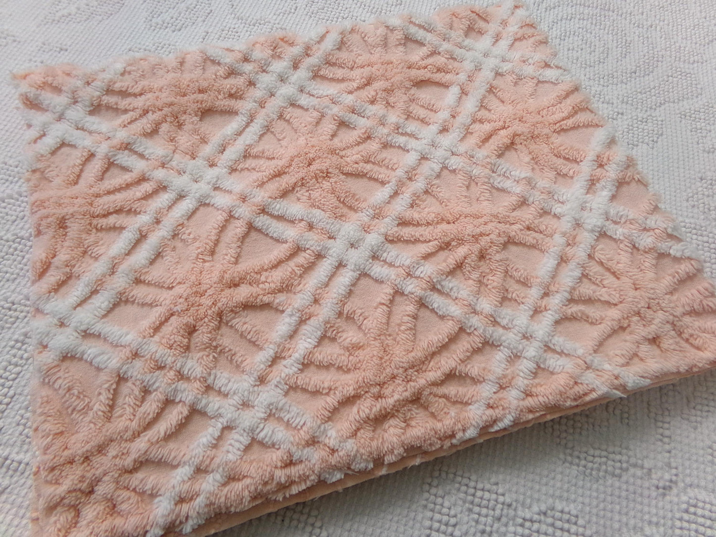 creamsicle peach vintage chenille fabric, textured 18" x 24" quilt material