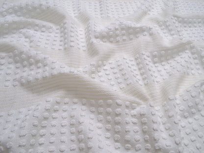 Vintage White Chenille Fabric Multisize Stripe Pops & Gold Metallic Accent, 18"x24"
