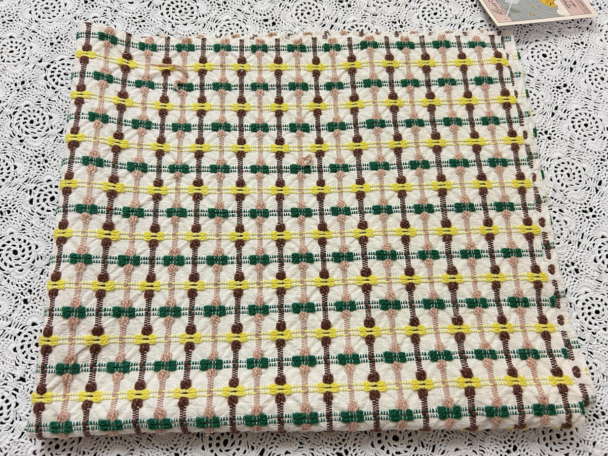 Mod Vintage Woven Chenille Fabric 21x25, Bates Bowtie Geometric Quilt Material