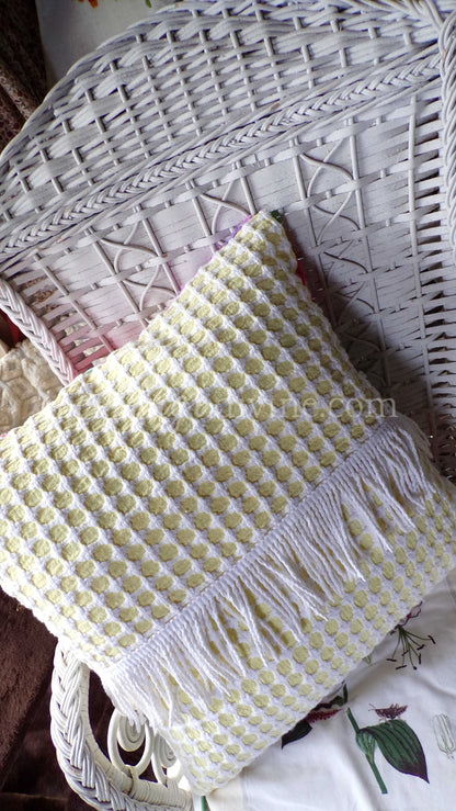 PATCHWORK Rainbow Butterfly Chenille Pillow Cover 16" x 16" Square, REVERSIBLE Accent Pillow Designed from Vintage Chenille Bedspread Fabric