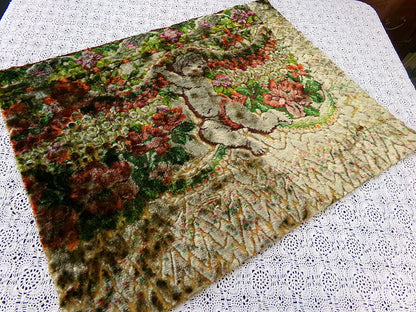 Shadow Cherub Vintage Cut Velvet Fabric Tapestry Piece 18x23.5"