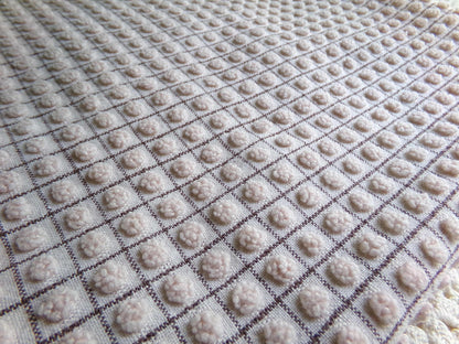 Micro Mocha Pops Vintage Chenille Fabric, Neutral Chocolate Grids, 24" x 20" Piece, Cute material for quilts, pillows, bags, doll clothes