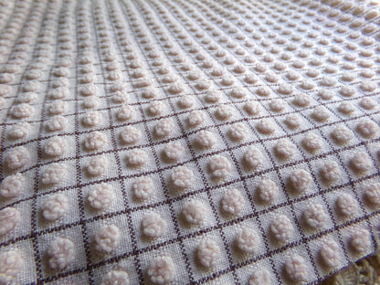 Micro Mocha Pops Vintage Chenille Fabric, Neutral Chocolate Grids, 24" x 20" Piece, Cute material for quilts, pillows, bags, doll clothes