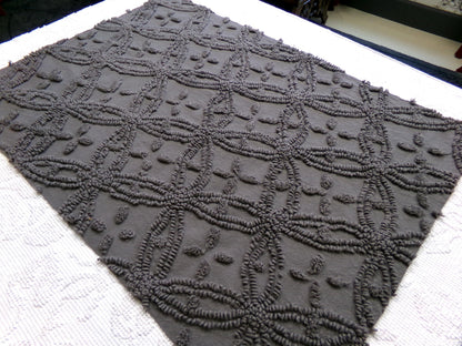 mystic moody grey chenille fabric, 18" x 25" piece of modern vintage style cotton sewing material, upcycle into pillows, quilts