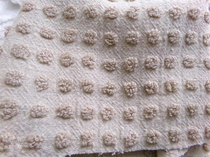 neutral mocha pops vintage chenille fabric, Morgan Jones little popcorn dots, 18" x 24" piece of lightweight sewing & quilting material