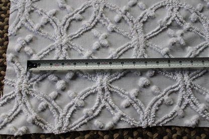 Classic White Vintage Chenille Fabric, Wedding Ring Pops Sewing & Quilt Material 20" x 25