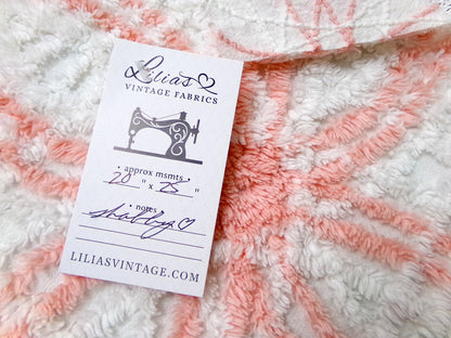 summer peach vintage chenille bedspread fabric white geometric quilt material 20x25"