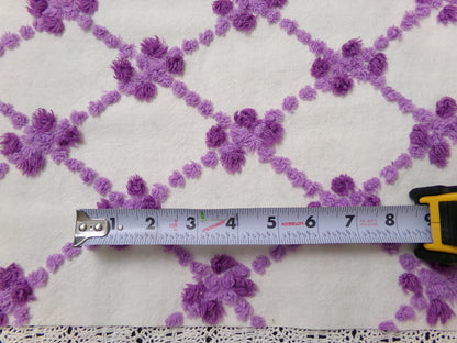 Crocus Buds in Snow Vintage Chenille Fabric, Purple & White 20" x 24" piece