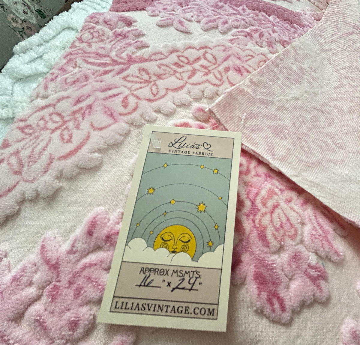 Luxury Pink Vintage Cut Velvet Fabric, Bates Tapestry Chenille, 16x24" Piece