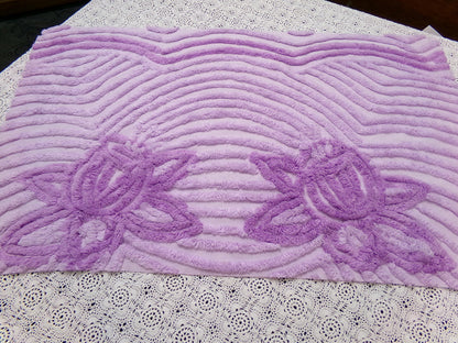 Lush Plush Lavender Vintage Chenille Fabric Piece 18x28" Sewing Material