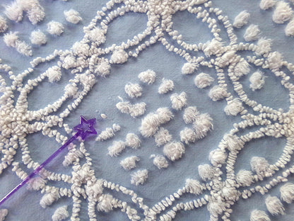 Beach Chic Blue & White Vintage Chenille Quilt Fabric, 23" x 26" Piece, 100% Cotton Classic Design